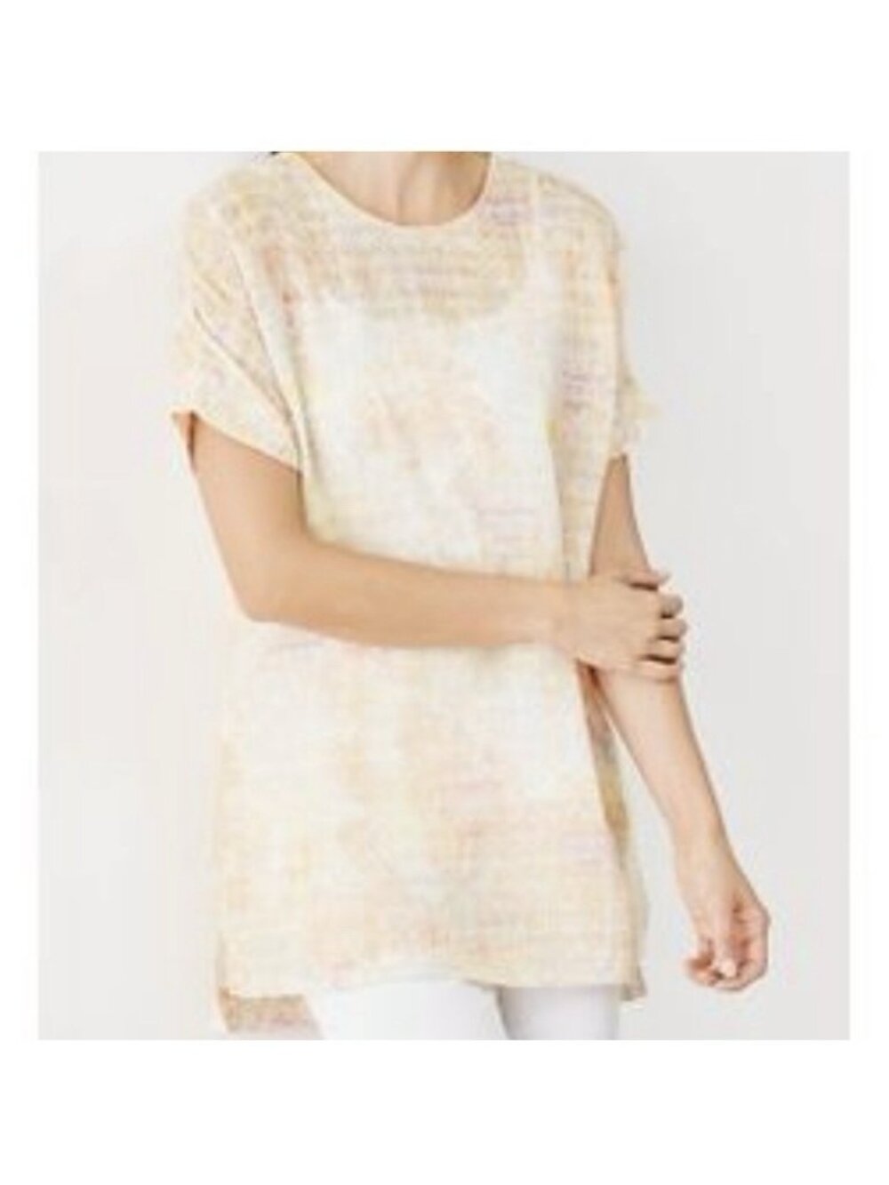 Pure Jill Tapestry Tunic Linen & Cotton Blend Top L